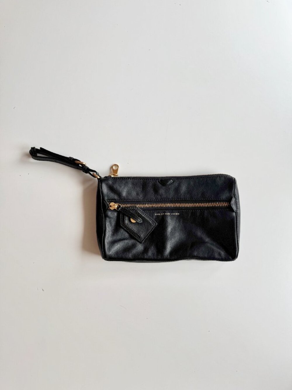 Marc By Marc Jacobs Globetrotter Black Leather Wristlet Clutch Purse